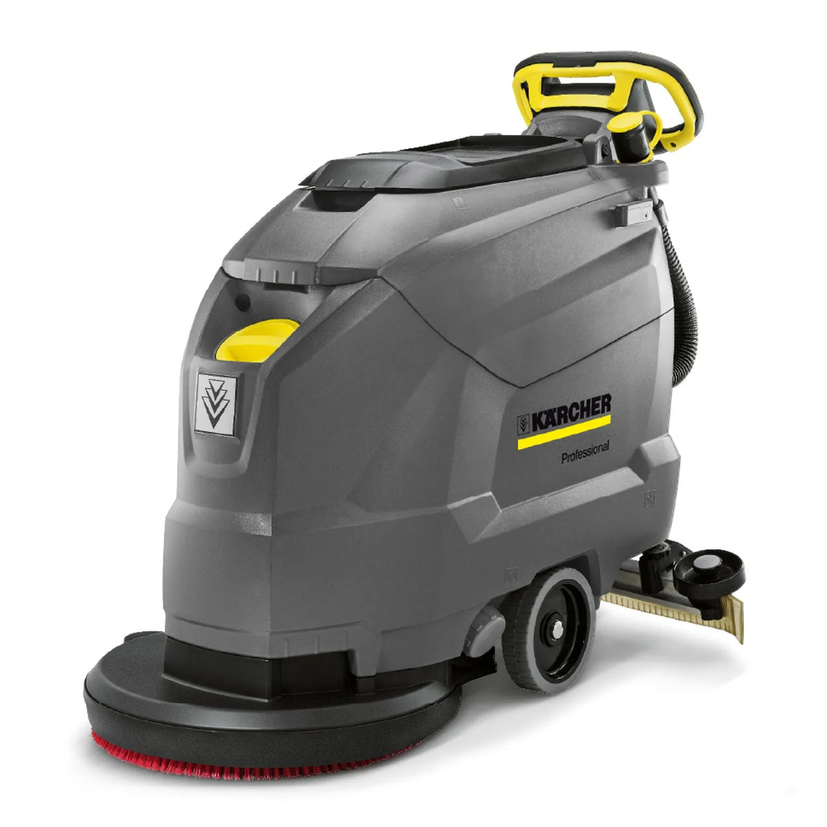 Vacuolavadora a batería Kärcher BD 50/50 C Classic Bp Pack vista frontal con manillar ergonómico.