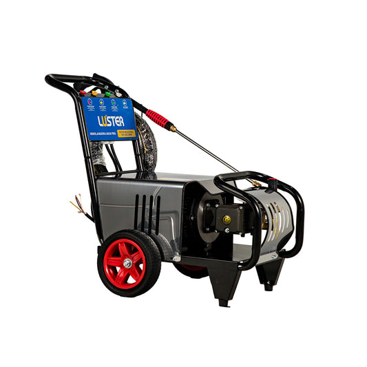 Hidrolavadora profesional de agua fría Luster de 2.2 kW y 100-130 Bar, modelo compacto.