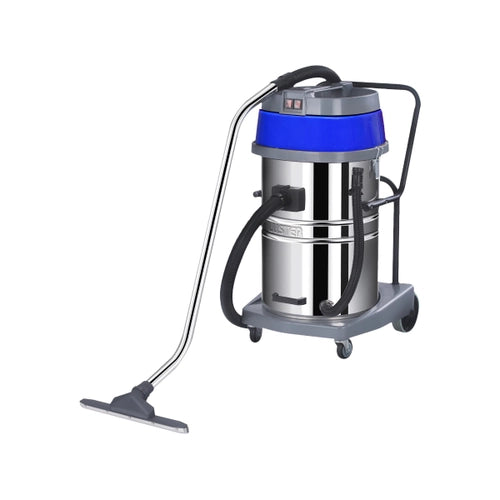 Aspiradora industrial de polvo y agua Luster 502 de 70 litros con ruedas y manilla.