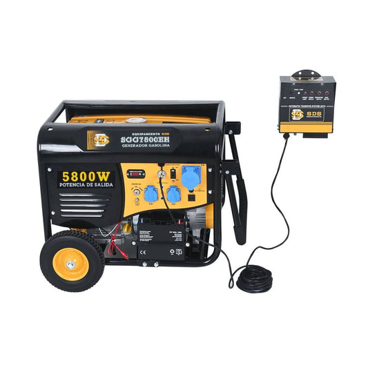 Generador bencinero SDS Power SGG7500EHT de 6.3 kW con tablero de transferencia ATS.