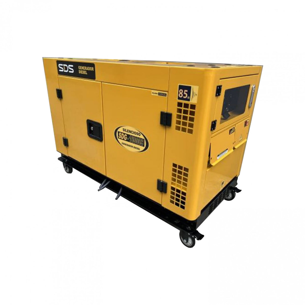 Generador diésel monofásico insonorizado SDS Power SDG16000S de 11 kW con gabinete cerrado.